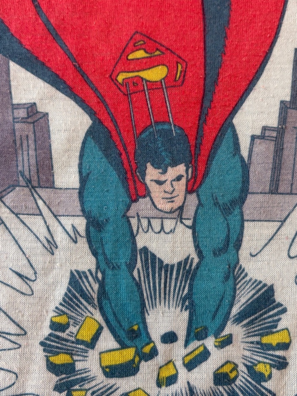 1974 Vintage Superman Superhero Man of Steel Graphic Single Stitch T-Shirt Top - Picture 3 of 14